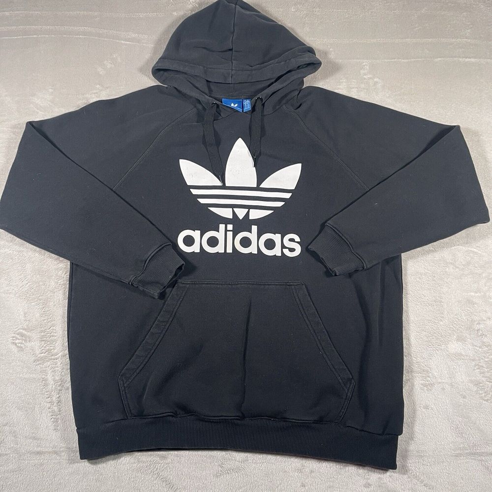 Adidas Equipment Trefoil‎ Hoodie Y2K Style Black Sweatshirt Men's Size XL